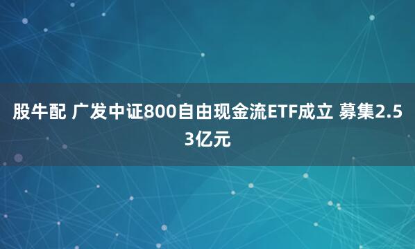 股牛配 广发中证800自由现金流ETF成立 募集2.53亿元